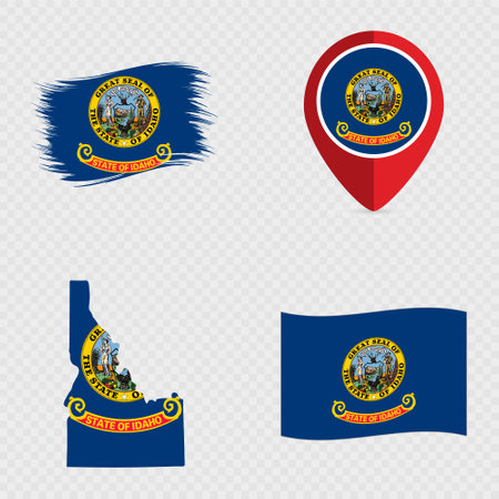 Idaho State Flag Icon Set.のイラスト素材