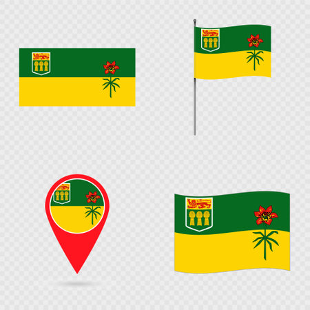 Saskatchewan Flag Set, Province of Canada.のイラスト素材
