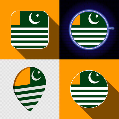 Set of modern icons with the national flag of Azad Kashmir.の写真素材