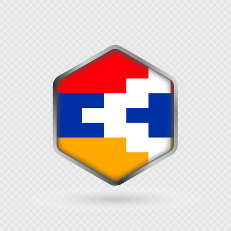 Artsakh flag icon in hexagon shape.のイラスト素材