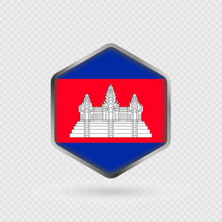 Cambodia flag icon in hexagon shape.のイラスト素材