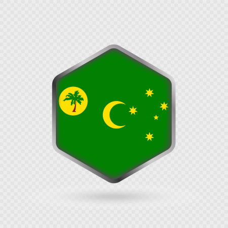Cocos Islands flag icon in hexagon shape.のイラスト素材