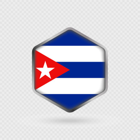 Cuba flag icon in hexagon shape.のイラスト素材
