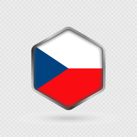 Czech Republic flag icon in hexagon shape.のイラスト素材