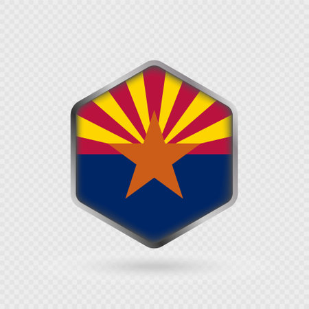 Arizona State Flag Icon in Hexagon Shape.のイラスト素材