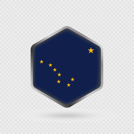 Alaska State Flag Icon in Hexagon Shape.のイラスト素材