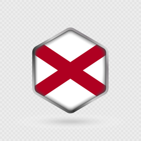 Alabama State Flag Icon in Hexagon Shape.のイラスト素材