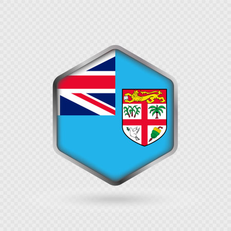 Fiji flag icon in hexagon shape.のイラスト素材
