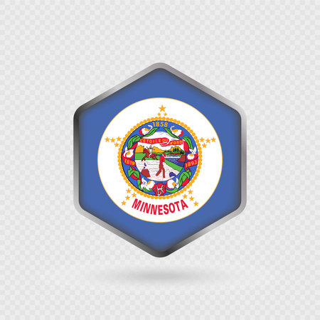 Minnesota State Flag Icon in Hexagon Shape.のイラスト素材