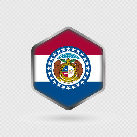 Missouri State Flag Icon in Hexagon Shape.のイラスト素材