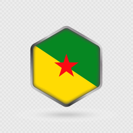 French Guiana Flag Icon in Hexagon Shape.のイラスト素材