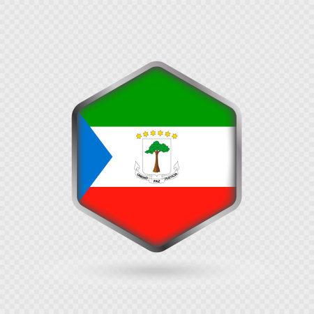 Equatorial Guinea flag icon in hexagon shape.のイラスト素材