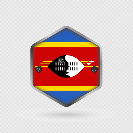Eswatini flag icon in hexagon shape.のイラスト素材