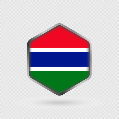 Gambia Flag Icon in Hexagon Shape.のイラスト素材
