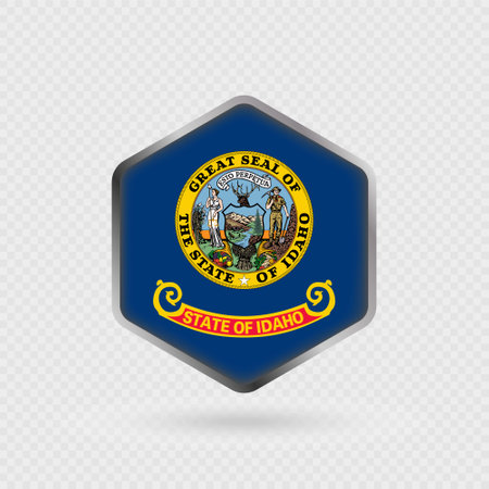 Idaho State Flag Icon in Hexagon Shape.のイラスト素材
