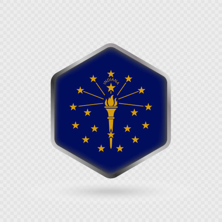 Indiana State Flag Icon in Hexagon Shape.のイラスト素材