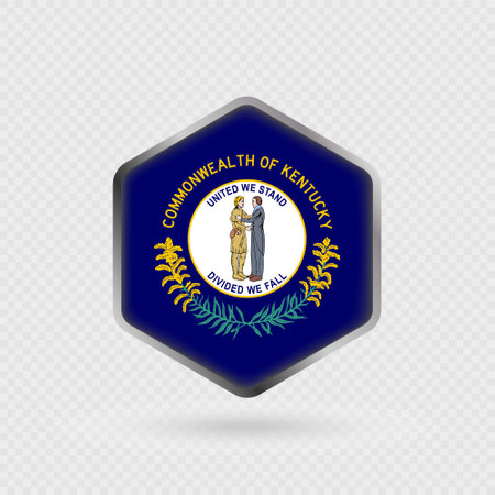 Kentucky State Flag Icon in Hexagon Shape.のイラスト素材