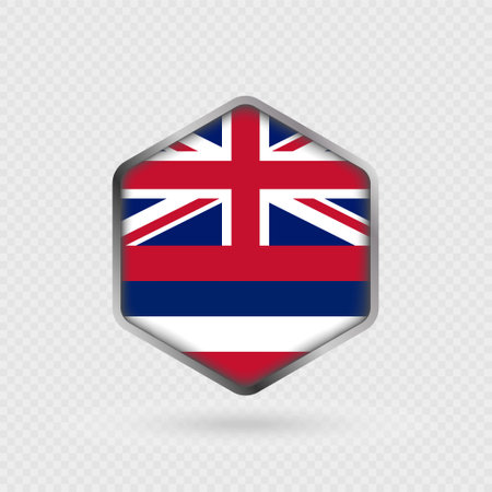 Hawaii State Flag Icon in Hexagon Shape.のイラスト素材
