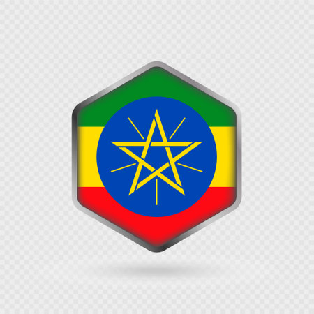 Ethiopia flag icon in hexagon shape.のイラスト素材