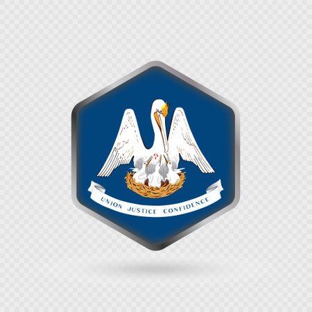 Louisiana State Flag Icon in Hexagon Shape.のイラスト素材