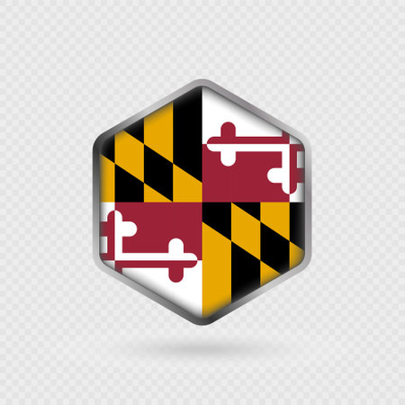 Maryland State Flag Icon in Hexagon Shape.のイラスト素材