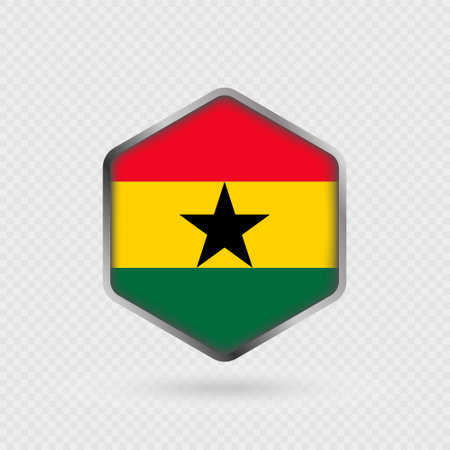 Ghana Flag Icon in Hexagon Shape.のイラスト素材
