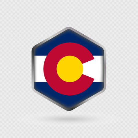 Colorado State Flag Icon in Hexagon Shape.のイラスト素材