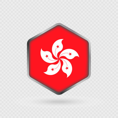 Hong Kong Flag Icon in Hexagon Shape.のイラスト素材