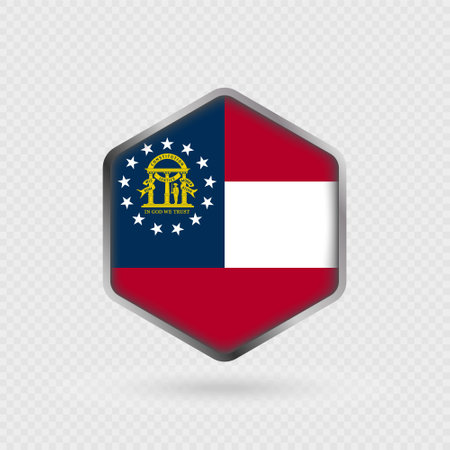 Georgia State Flag Icon in Hexagon Shape.のイラスト素材