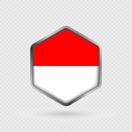Indonesia Flag Icon in Hexagon Shape.のイラスト素材