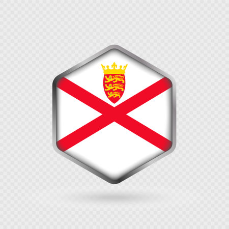 Jersey Flag Icon in Hexagon Shape.のイラスト素材