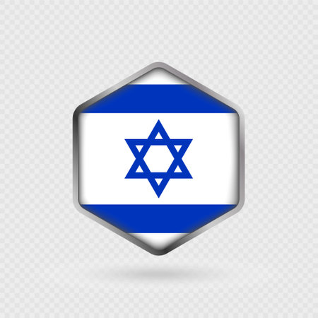 Israel Flag Icon in Hexagon Shape.のイラスト素材