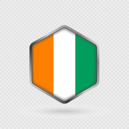 Ivory Coast Flag Icon in Hexagon Shape.のイラスト素材