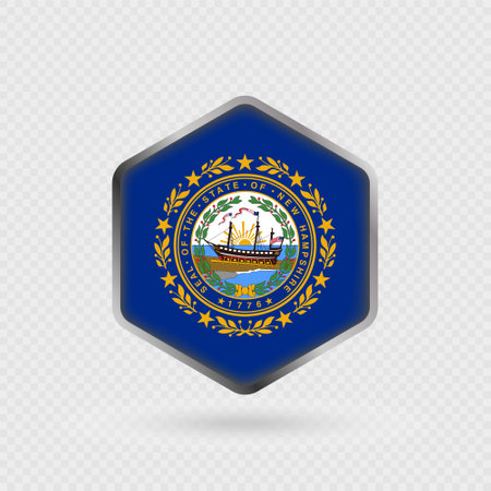 New Hampshire State Flag Icon in Hexagon Shape.のイラスト素材