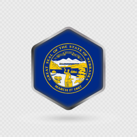 Nebraska State Flag Icon in Hexagon Shape.のイラスト素材