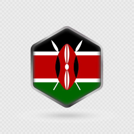 Kenya Flag Icon in Hexagon Shape.のイラスト素材