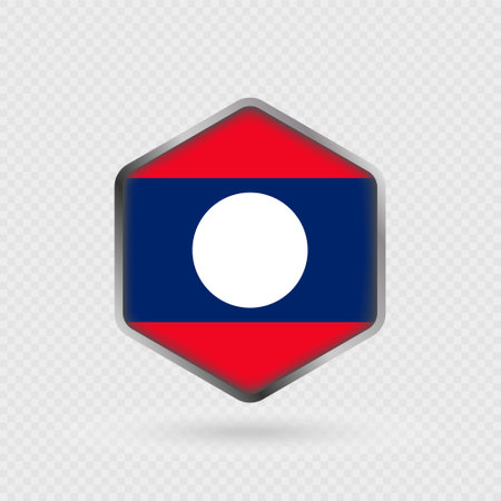 Laos Flag Icon in Hexagon Shape.のイラスト素材