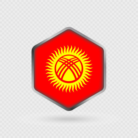 Kyrgyzstan Flag Icon in Hexagon Shape.のイラスト素材