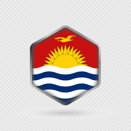 Kiribati Flag Icon in Hexagon Shape.のイラスト素材