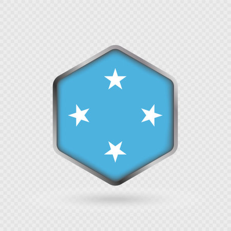 Micronesia Flag Icon in Hexagon Shape.のイラスト素材
