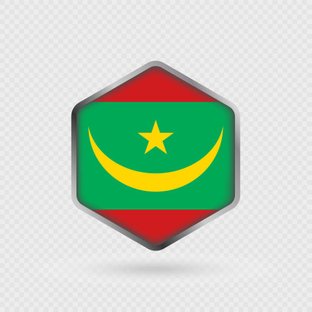Mauritania Flag Icon in Hexagon Shape.のイラスト素材