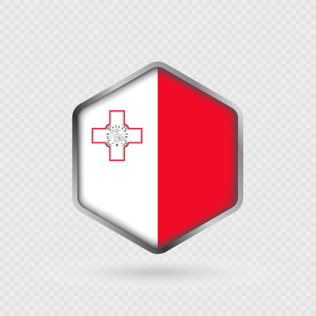 Malta Flag Icon in Hexagon Shape.のイラスト素材