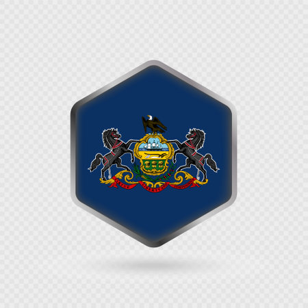 Pennsylvania State Flag Icon in Hexagon Shape.のイラスト素材