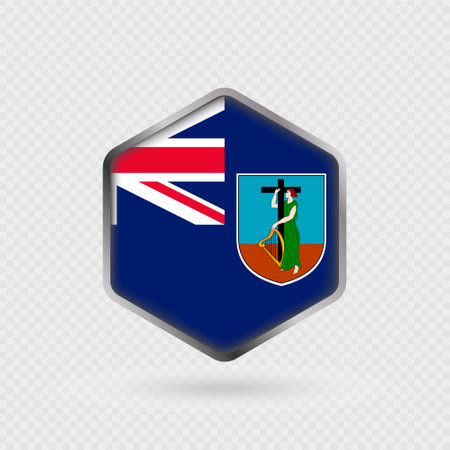 Montserrat Flag Icon in Hexagon Shape.のイラスト素材
