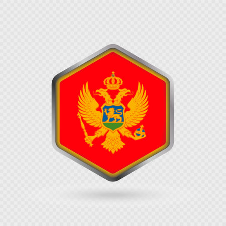 Montenegro Flag Icon in Hexagon Shape.のイラスト素材