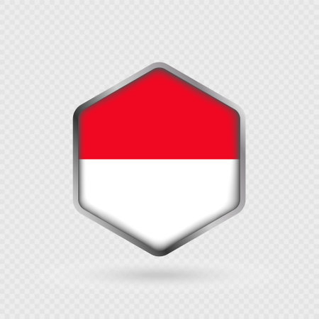 Monaco Flag Icon in Hexagon Shape.のイラスト素材