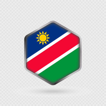 Namibia Flag Icon in Hexagon Shape.のイラスト素材