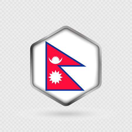 Nepal Flag Icon in Hexagon Shape.のイラスト素材