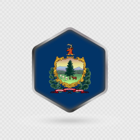Vermont State Flag Icon in Hexagon Shape.のイラスト素材