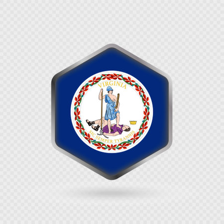 Virginia State Flag Icon in Hexagon Shape.のイラスト素材